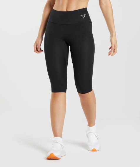 Legginsy Gymshark Treningowe Cropped Damskie Czarne | PL 421OWU